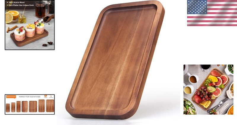 Wooden Serving Tray Small Rectangular Mini Charcuterie Board Acacia Wood gallery