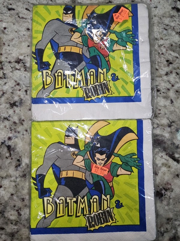 1997 Batman & Robin Party Tablecover And Napkins Birthday New And Sealed gallery