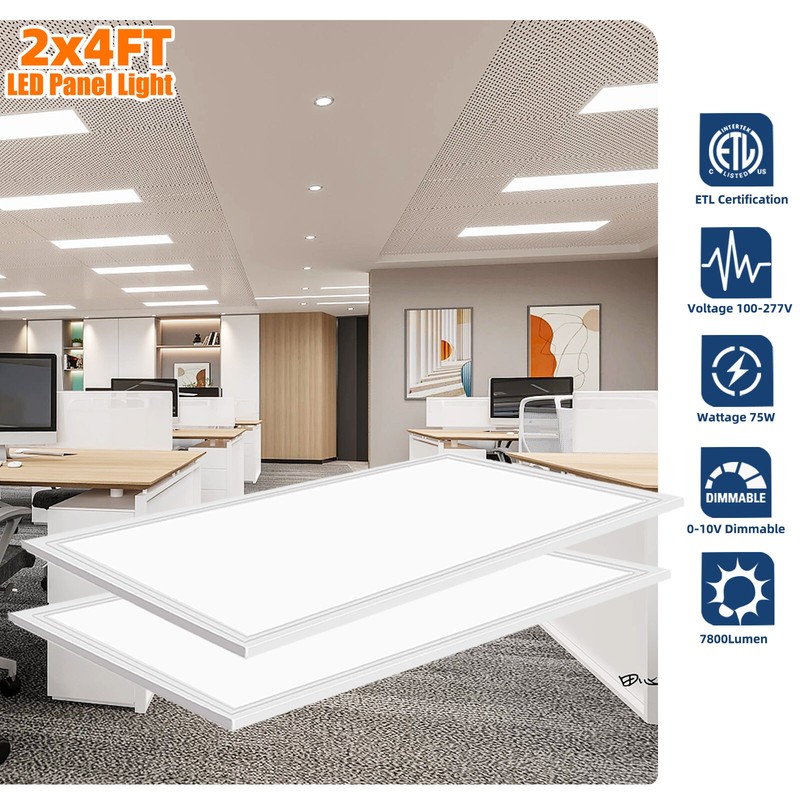 4-100Pack LED Flat Panel Light 5000K,2x4FT LED Panel Light 75W (250W Equivalent) gallery