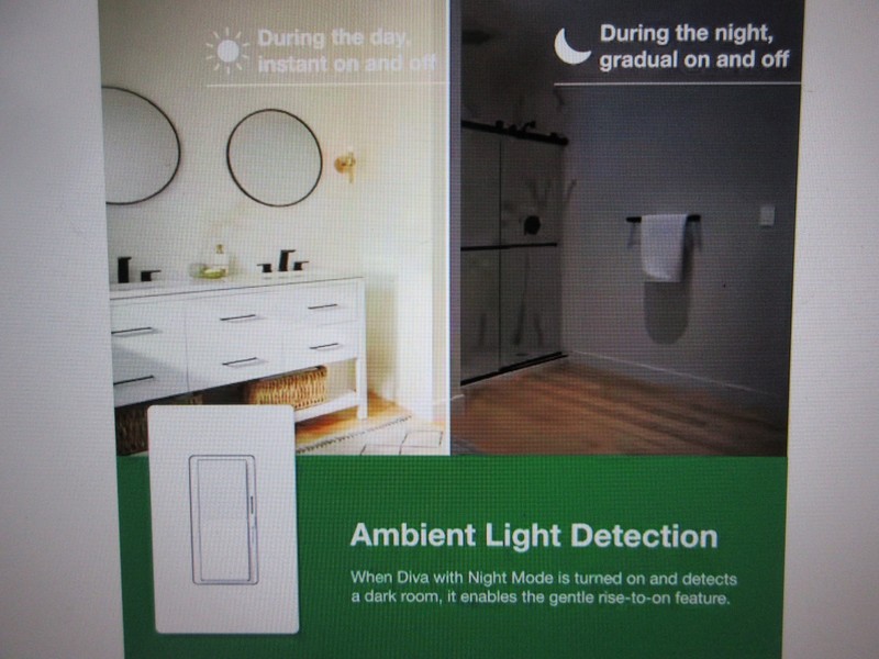 Lutron Diva LED+ Dimmer Switch with Night Mode for Dimmable LED Bulbs White gallery