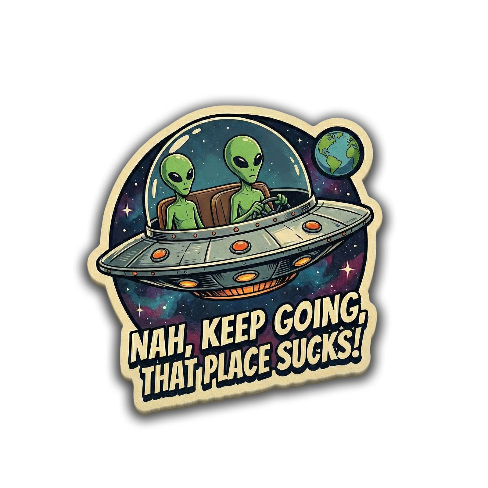 Space Alien Sticker 4 inch Vinyl Decal Funny Alien Earth Meme Waterproof gallery