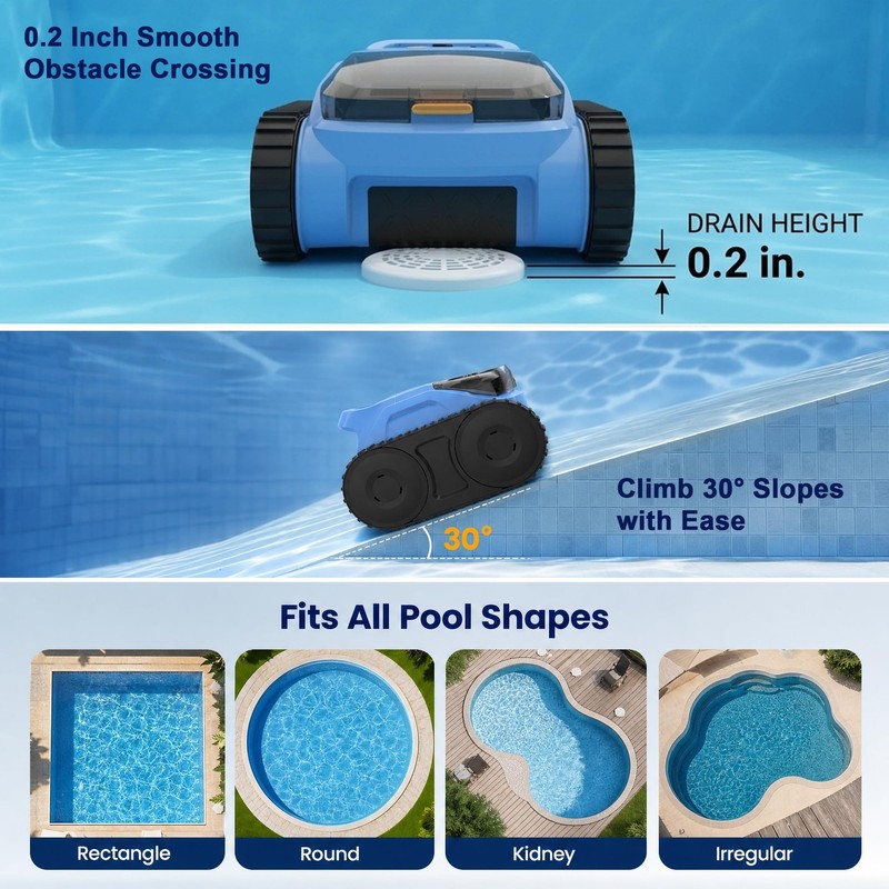Zyerch Cordless Robotic Pool Cleaner for Inground Pools Automatic Pool Vacuum gallery