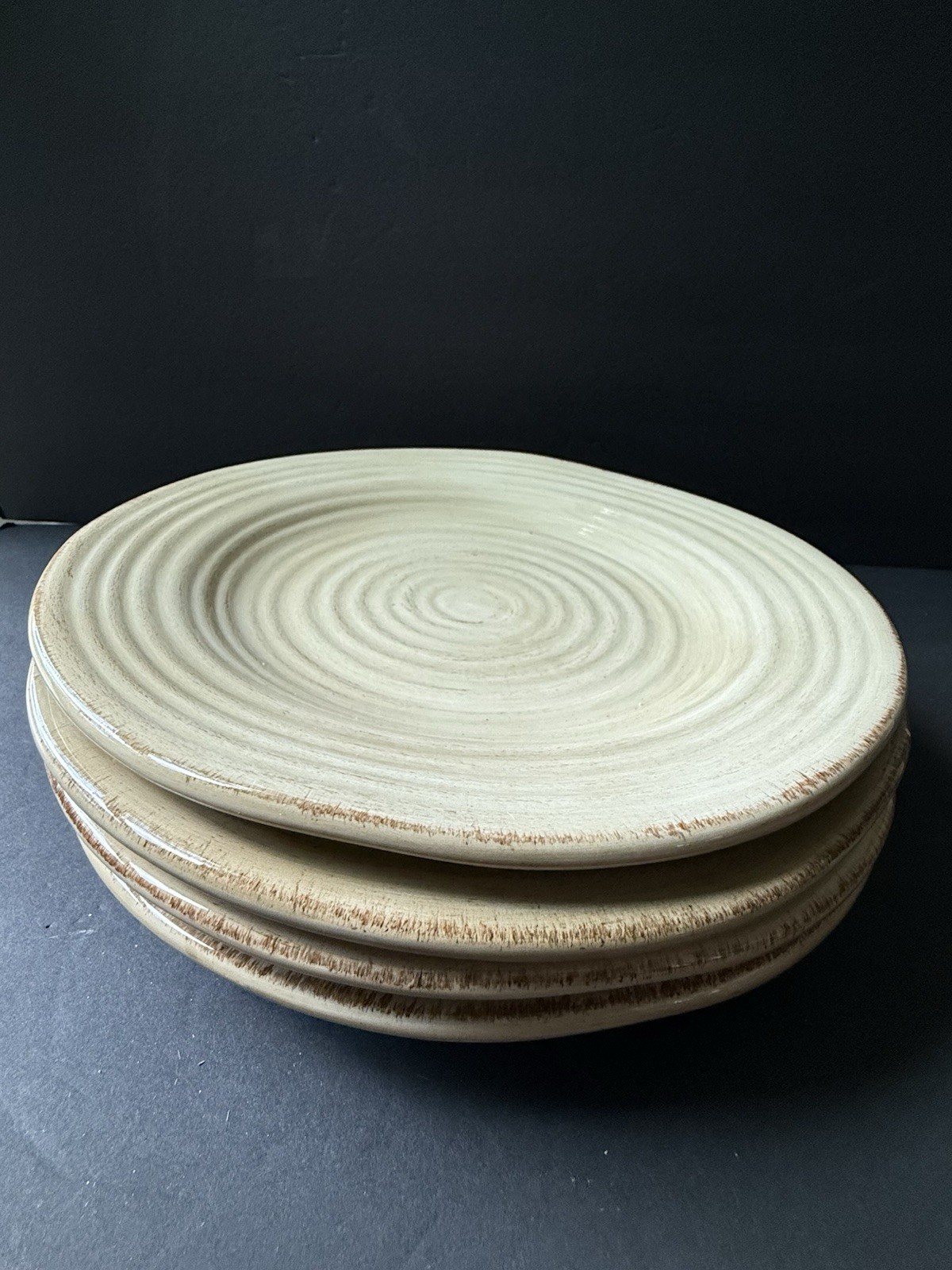 Linen And Things Ceramic Pottery Dinner Plates Beige Brown Tableware Cottagecore gallery