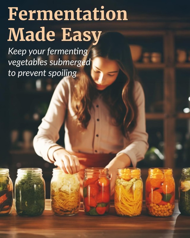 Elementi Glass Fermentation Weight Set of 4 - Easy Grip Fermenting Wide Mouth gallery