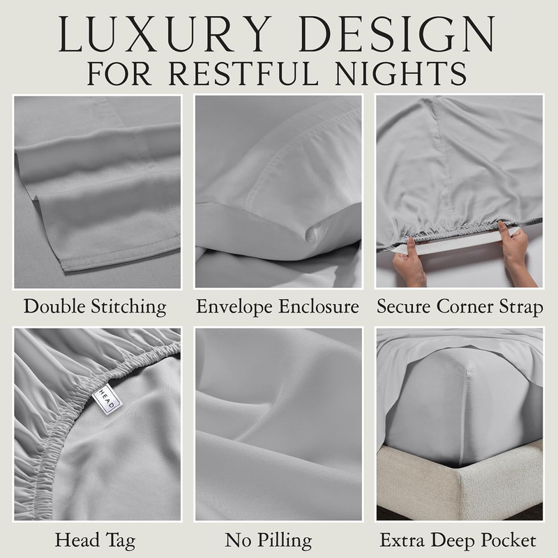 Luxury Bamboo Viscose 34" Split Top King Size Sheet Set | 100% FSC Certified | C gallery