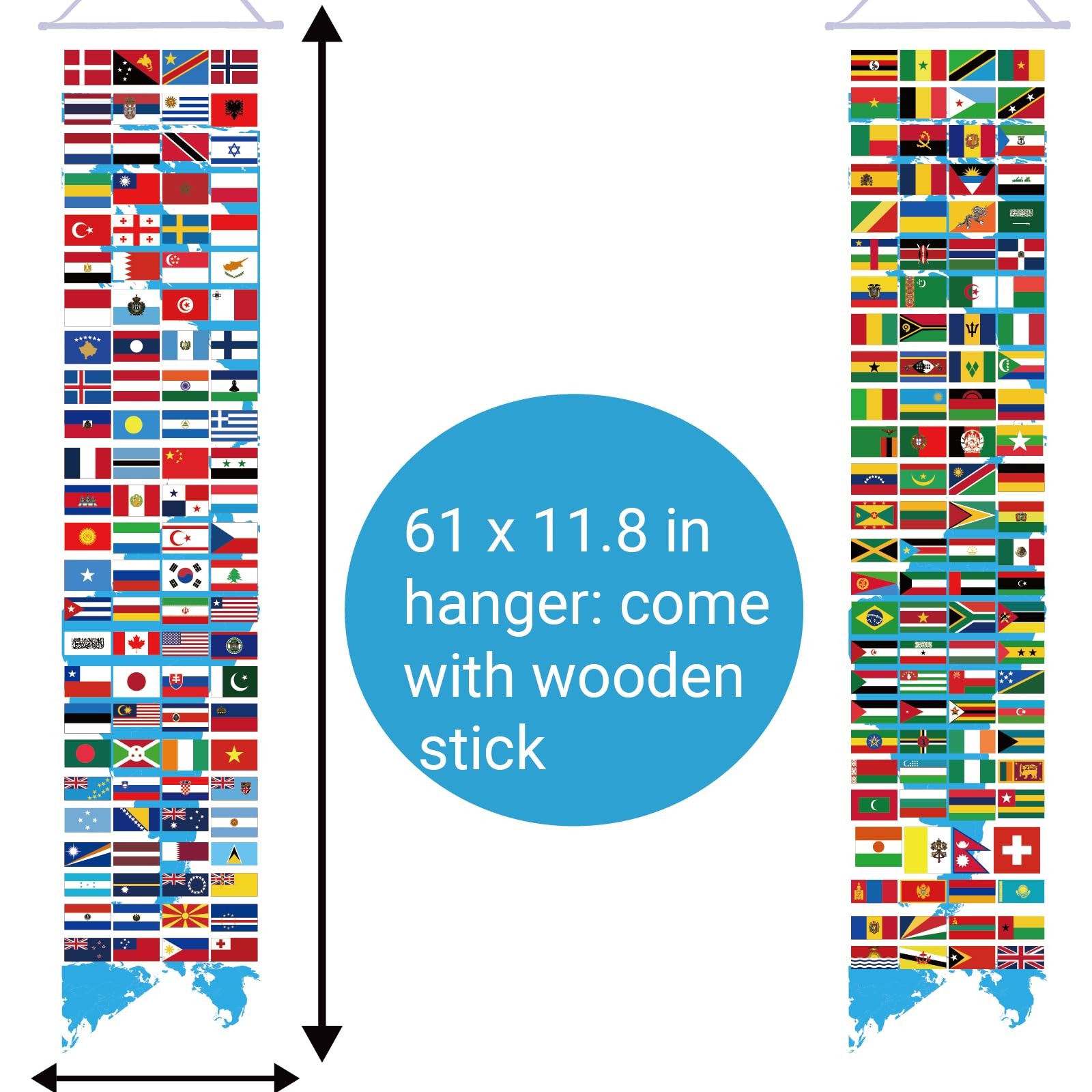 61 In Over 200 International Flag Banner World 61 x 11.8 inches, Vivid gallery
