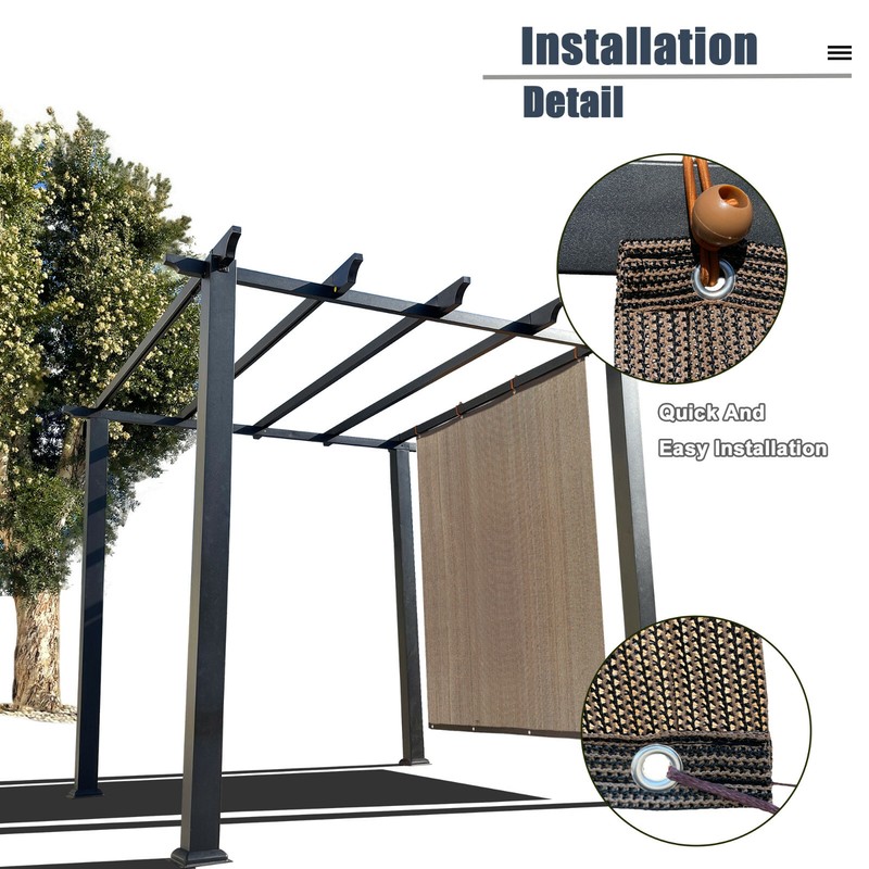 Easy Patio Shade & Privacy Panel 90% UV Block Mesh w/ Grommets on 2 Sides Mocha gallery