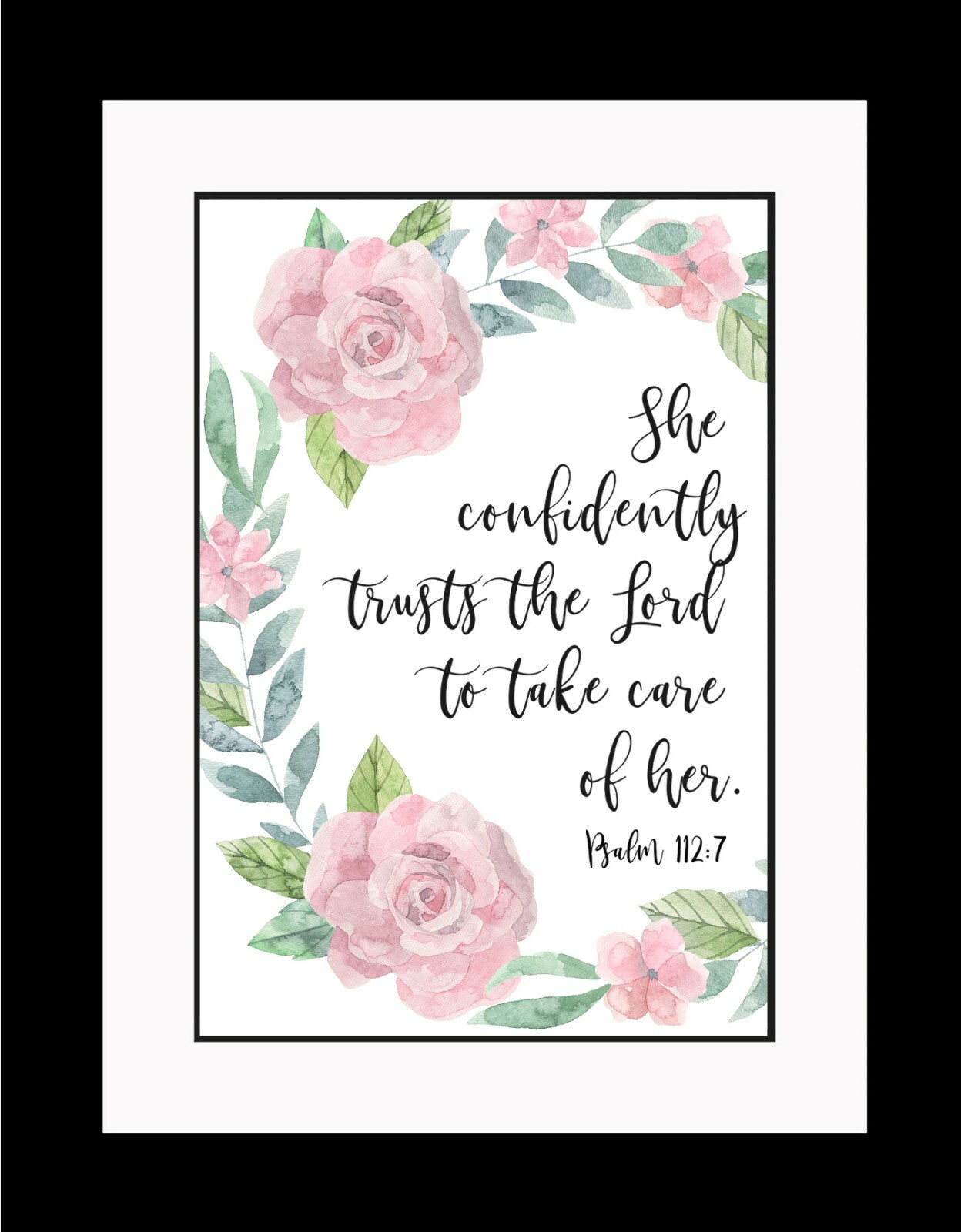 Psalm 112:7 She Confidently Poster Print Picture or Framed Wall Art gallery
