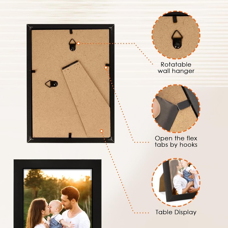 4"x6" Black Picture Frames Set MDF Wall or Tabletop Display Frames Set of 2 gallery