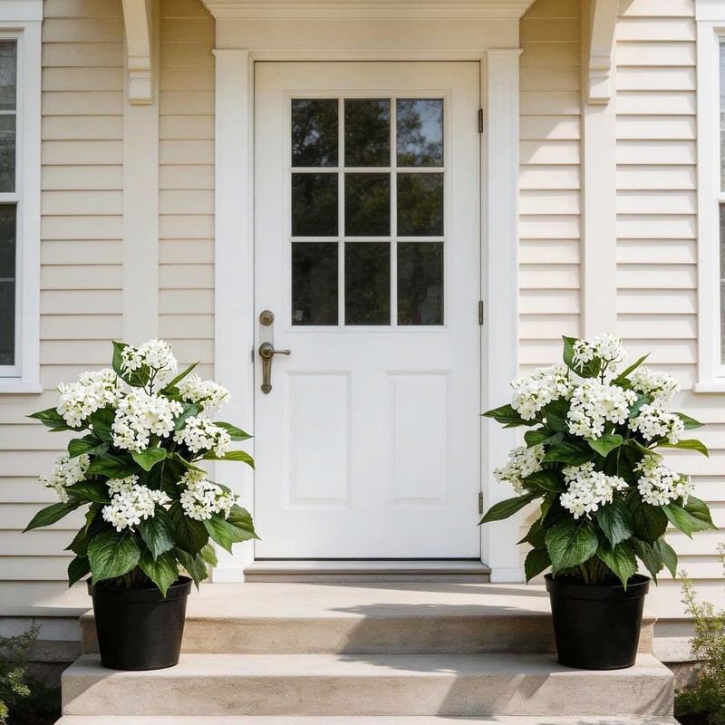24 Inch Artificial White Hydrangea Potted Plant, 2 Pack Faux Silk Flower Bonsai gallery