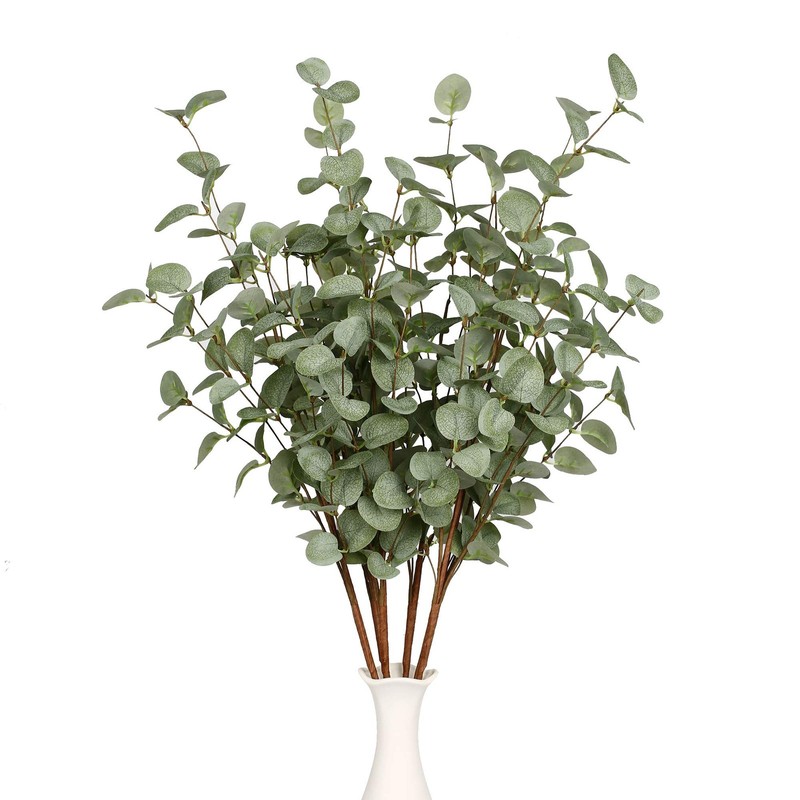 6 Pcs 27" Eucalyptus Stems Greenery Stems Eucalyptus Leaf Spray in Green Silk... gallery