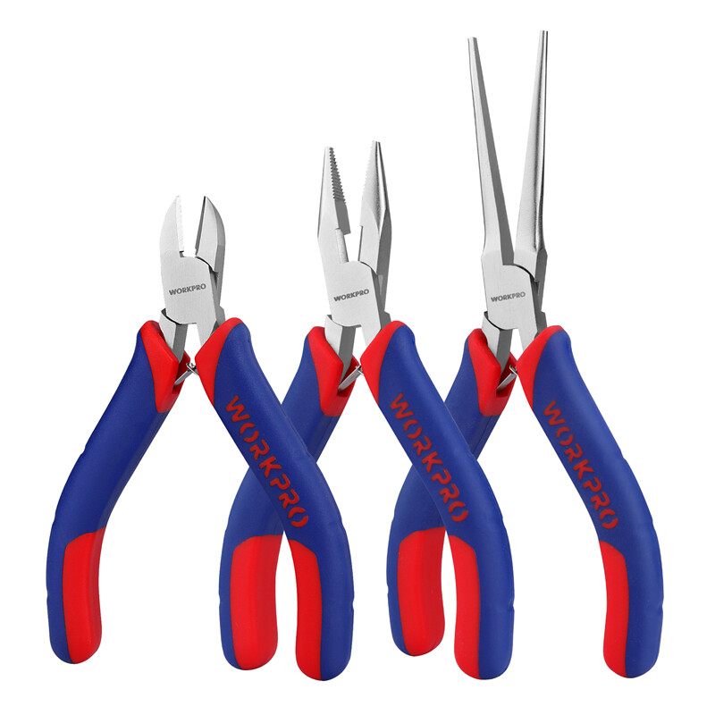WORKPRO Mini Pliers Set 3-Piece Small Pliers Tool Kit Includes 4” Diagonal Plier gallery