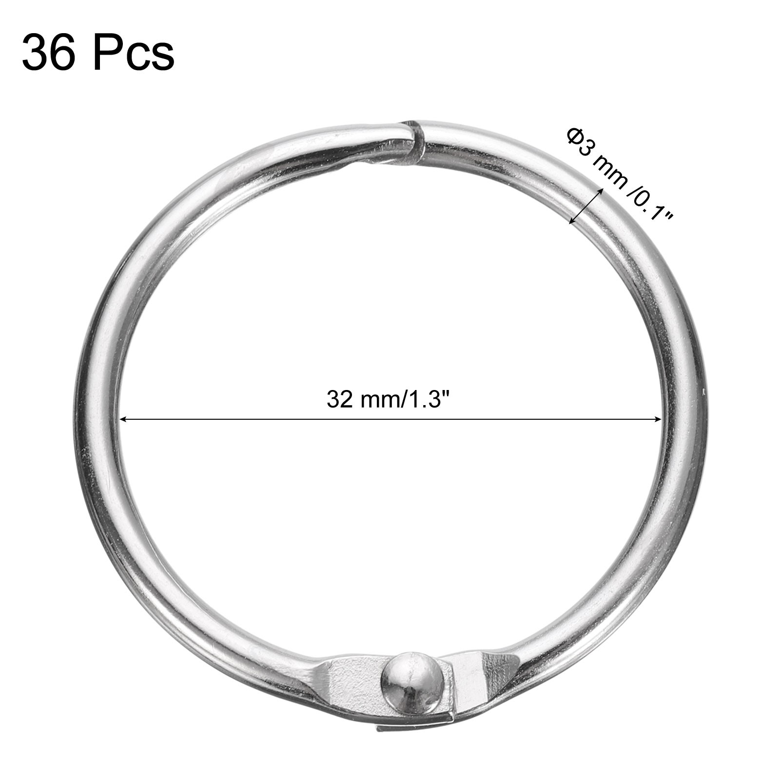 36pcs Shower Curtain Rings 1.3 Inch Round Snap Hooks for Curtain Rods Silver gallery