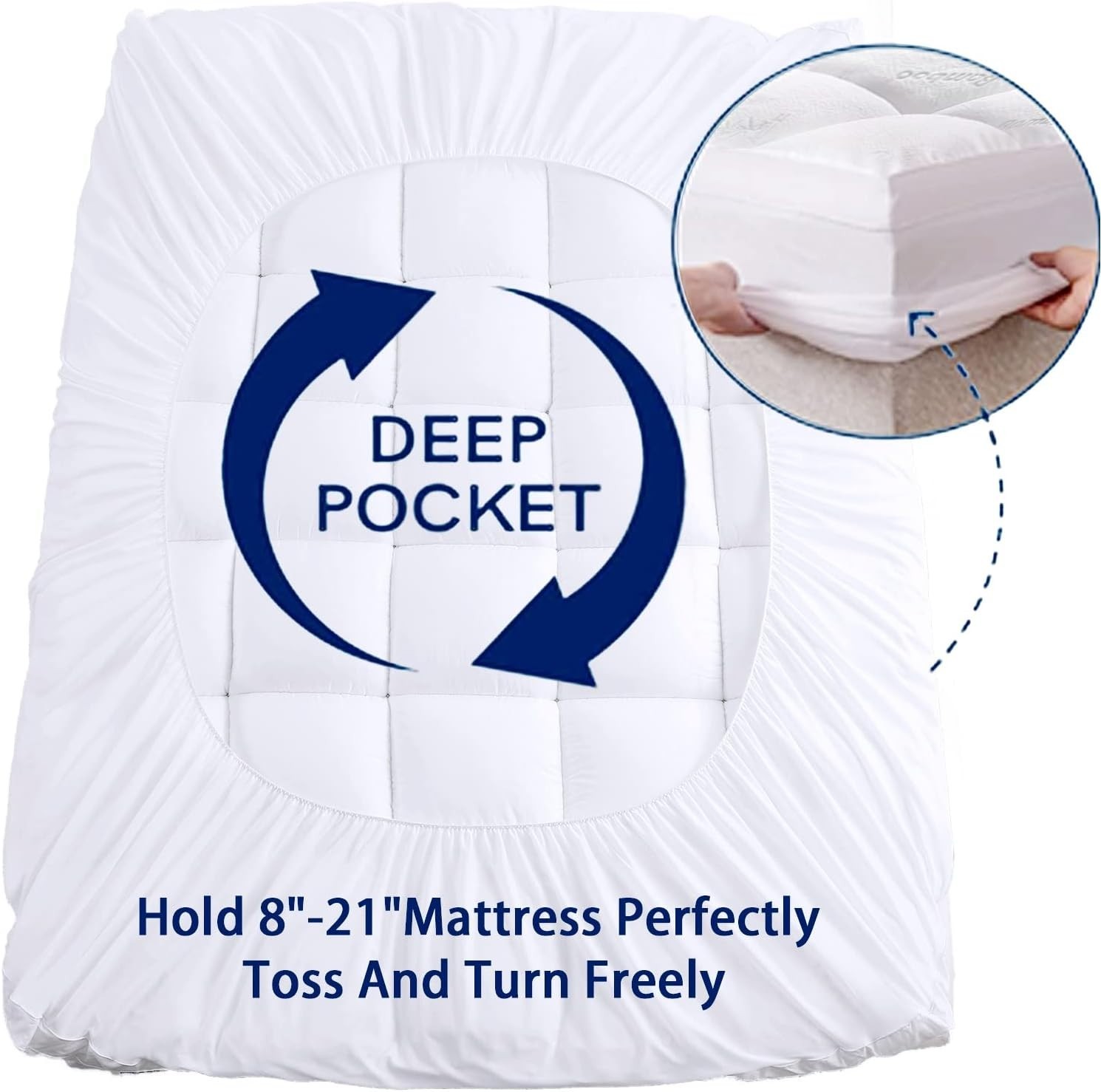 NEW Short Queen RV Mattress Topper Bamboo Cooling Quilted Deep Pocket 1000 GSM gallery