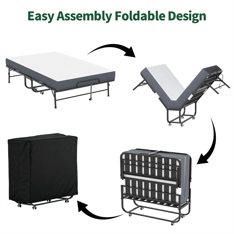 75*46 in Folding Bed with 5" Memory Foam Mattress Guest Bed Portable Rollaway gallery