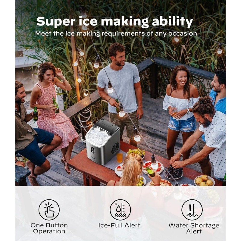 Nugget Ice Maker Countertop, Silonn Chewable Pellet Ice Machine , 33lbs/24H gallery