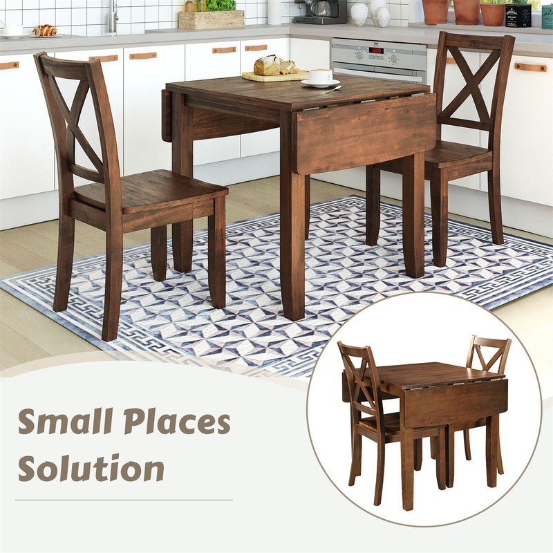 3 Piece Dining Table Set Extendable Table w/ 2 Chair Kitchen Breakfast Furniture gallery