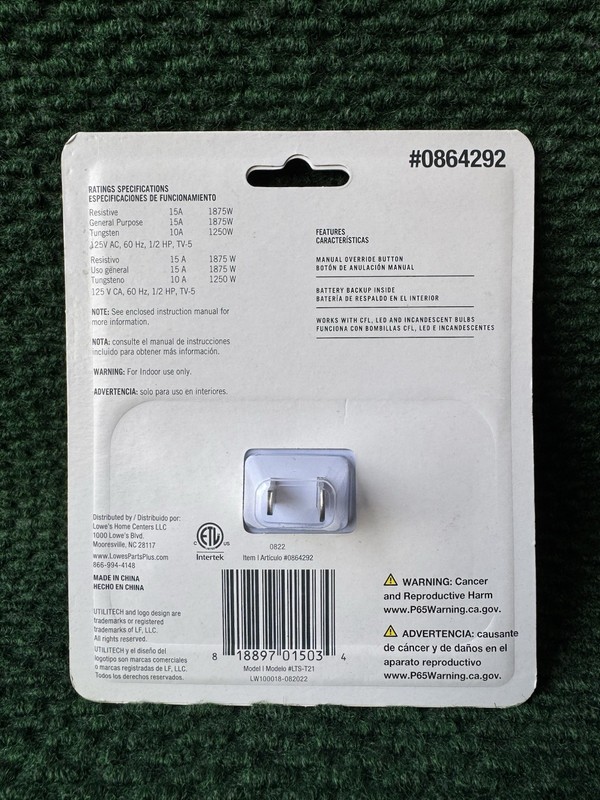 Utilitech 24-Hour Digital Timer #0864292 for Indoor Lighting and Decorations NEW gallery