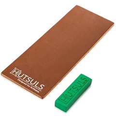 Leather Strop Brown Two Sided Vegetable Tanned with Green Honing Compound Guide