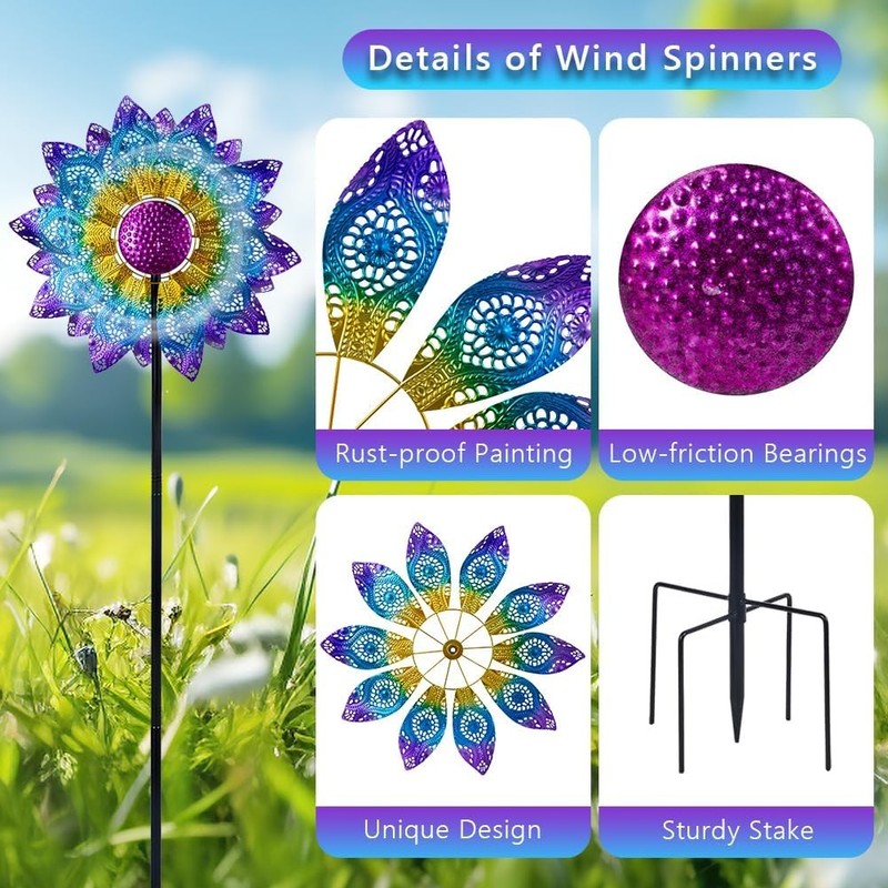 Large Wind Spinner Sculpture Windmill Kinetic Yard Art Patio Lawn Garden Decor gallery