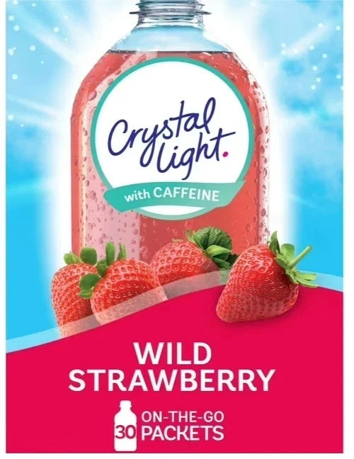Crystal Light Wild Strawberry Sugar Free Drink Mix Singles with Caffeine, 30 ct gallery
