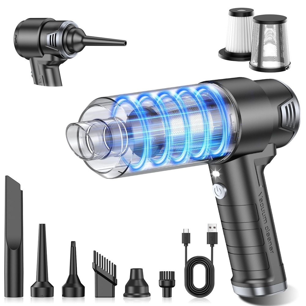Powerful Cordless Handheld Vacuum Cleaner 10000PA, Rechargeable with LED Light &