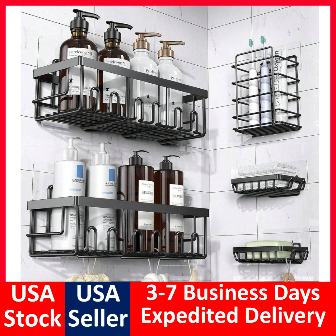5 Pack Shower Caddy Adhesive Shower Organizer for Bathroom Storage & Kitchen gallery