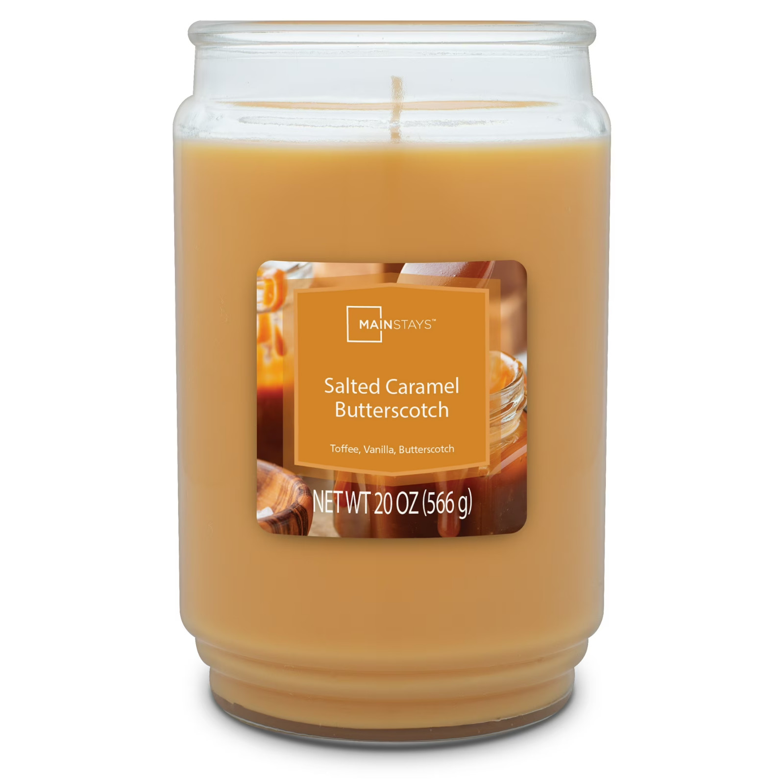 Mainstays Single-Wick Scented Glass Jar candle salted caramel Butterscotch...... gallery