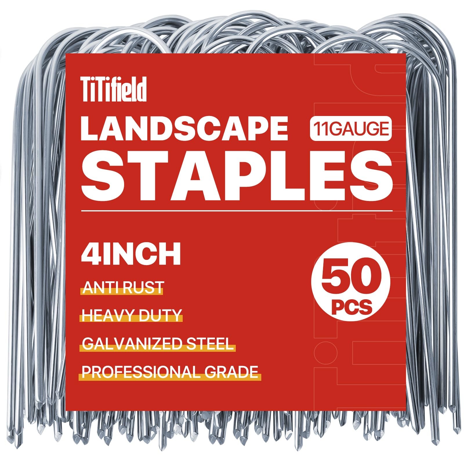 TiTifield U Shape Garden Stakes 50 Packs 4 Inch 11 Gauge U 4inch50pcs, Sliver gallery