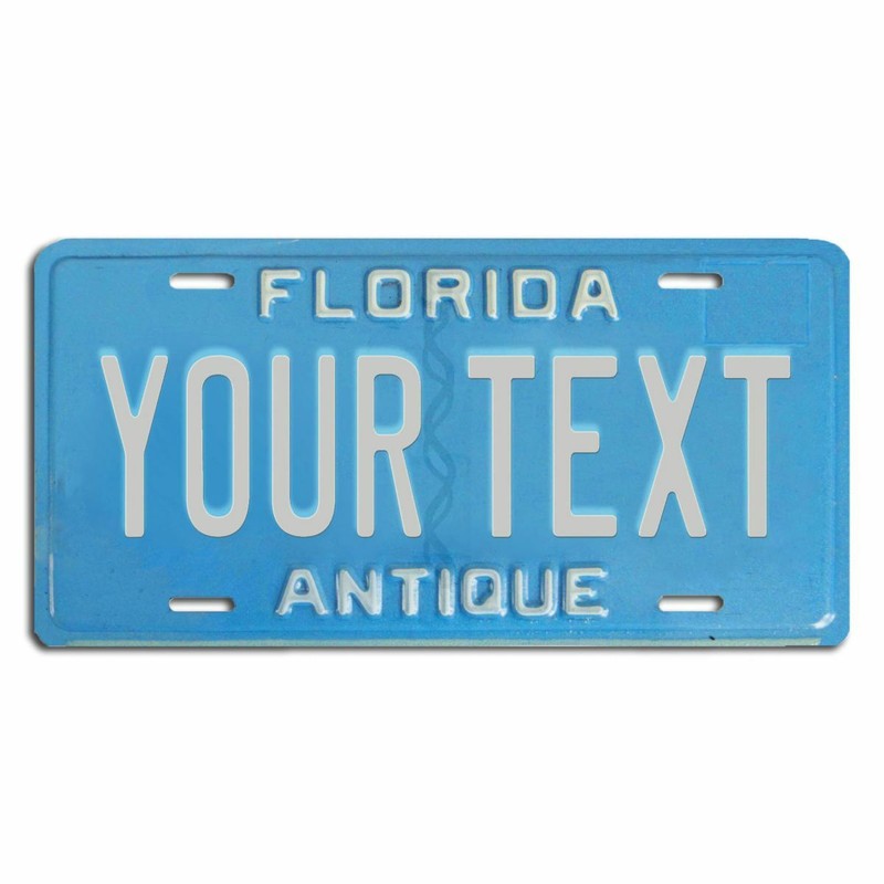 Florida Antique Blue Custom Peronalized license plate tag 12x6 YOUR NAME TEXT gallery