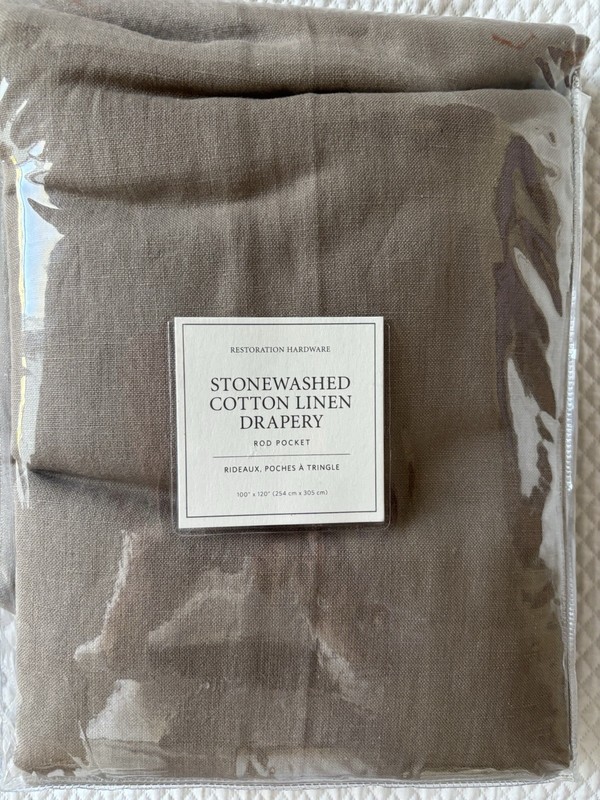 New Restoration Hardware Drape Panel Cotton Linen Walnut 100x120 in. Rod Pocket gallery