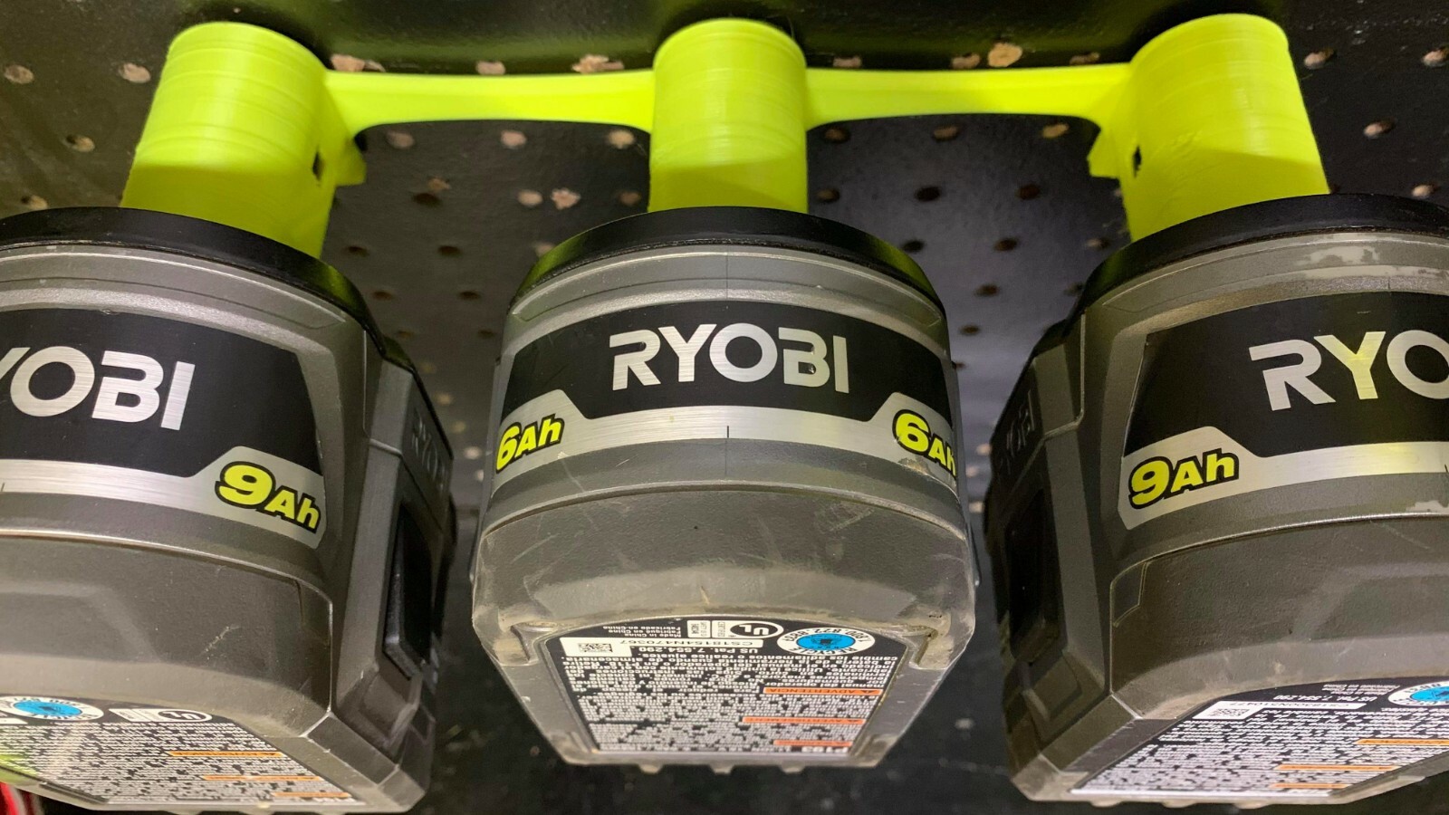 TRIPLE RYOBI GREEN Battery Holder Wall Mount for Ryobi One+ One Plus 18V gallery