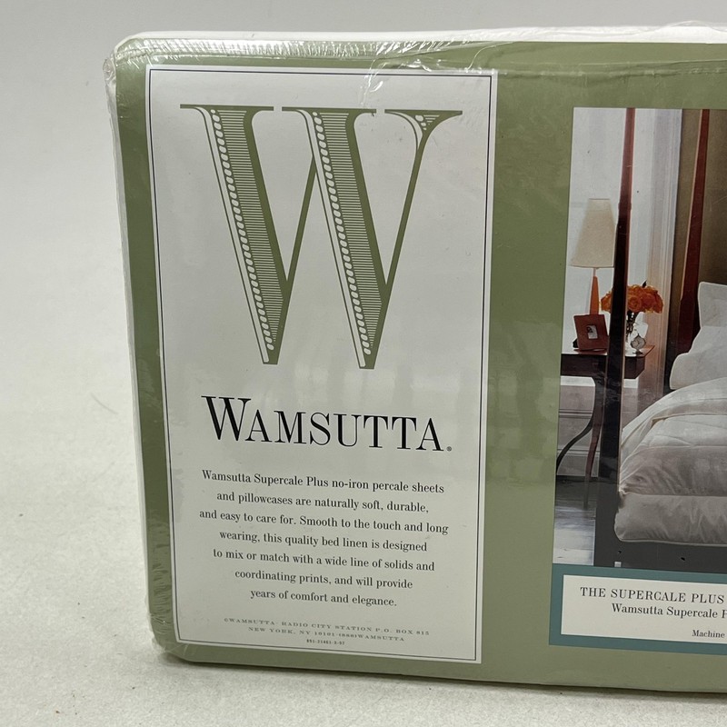 Wamsutta Beige Twin Flat Sheet Supercale Plus 200TC Cotton Blend Solid USA White gallery