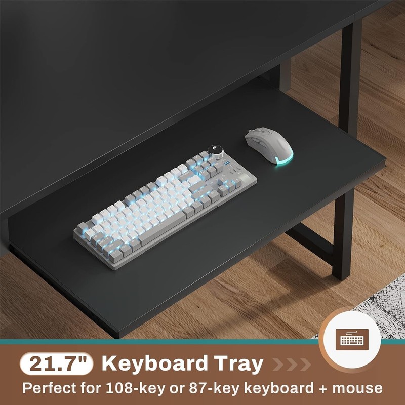 L Shaped Gaming Desk, Reversible Computer Desk with Power Outlet and Pegboard gallery