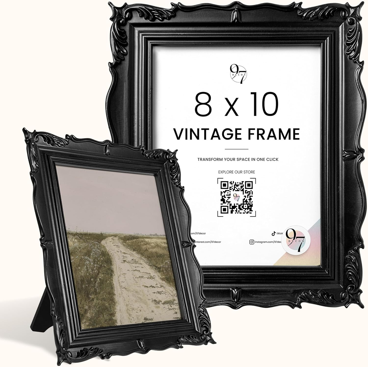 Gothic Picture Frame 8X10 - Vintage 8X10 Black Frame for Tabletop and Wall Hangi gallery