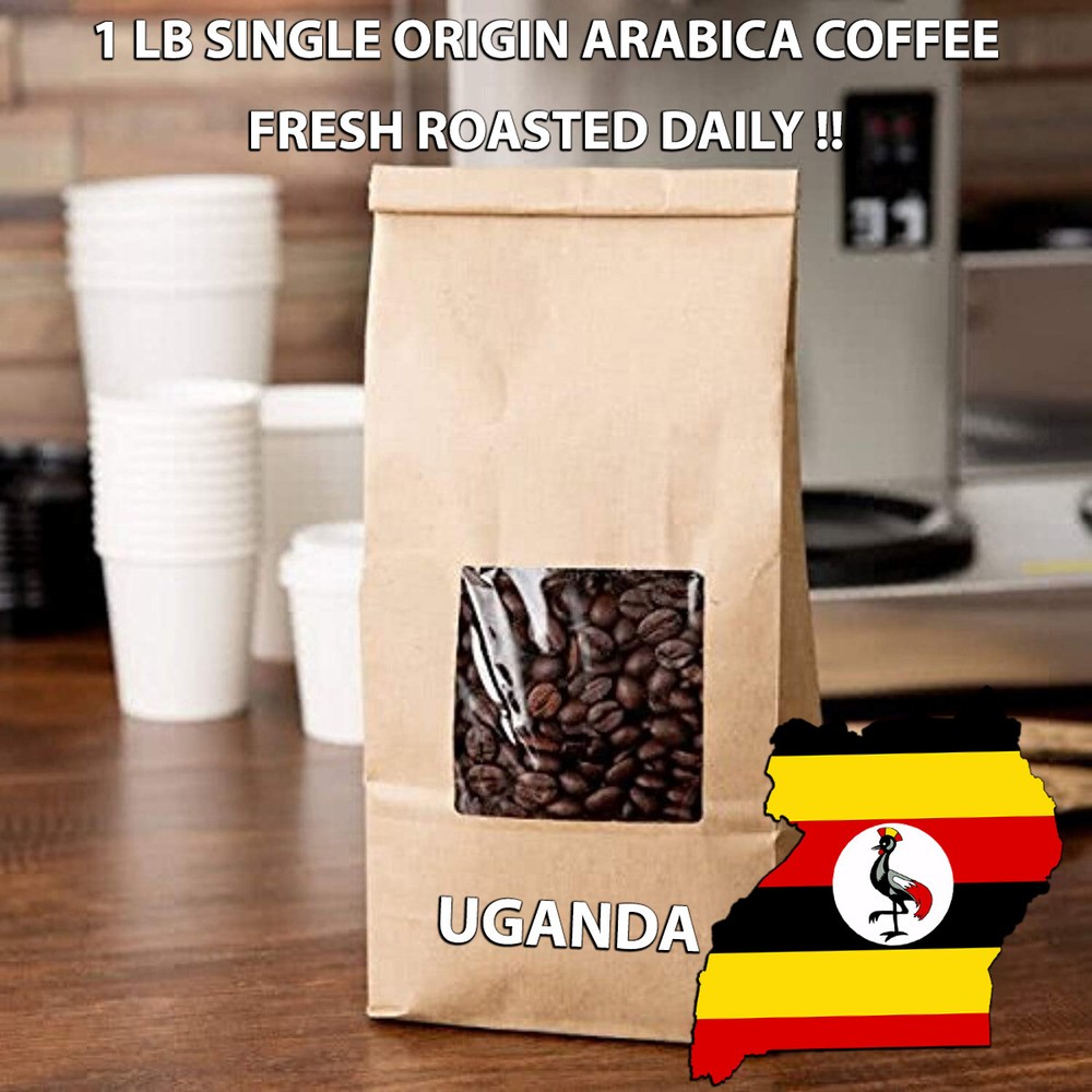 1 LB UGANDA BUGISU SAMPLE ROASTED COFFEE WHOLE BEAN, GROUND - ARABICA ORGANIC