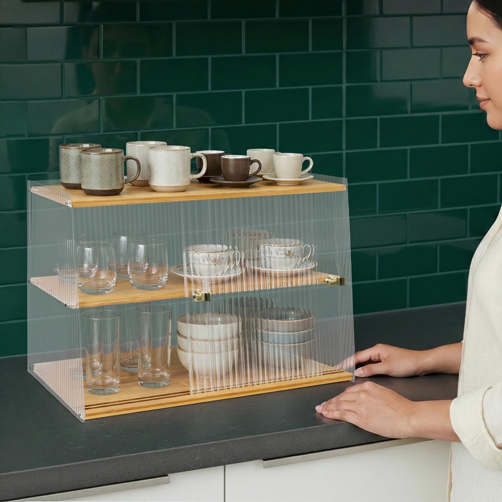 Home Pantry Cabinet, Sideboard With Slide Doors, Food Cabinet For Kitchen gallery