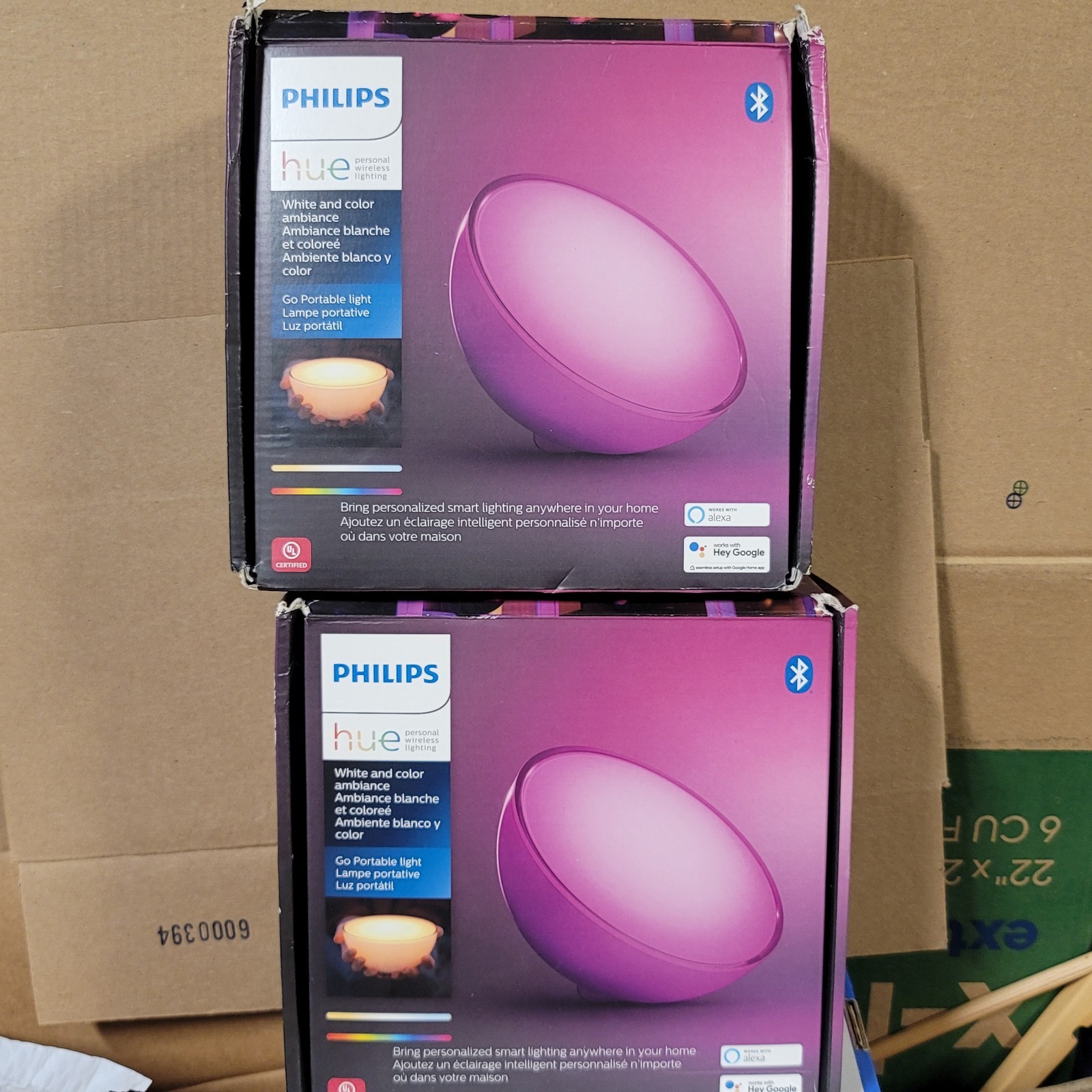 2 PACK Philips Hue Go Portable Light LED Table White Color Ambiance BOX DAMAGE gallery