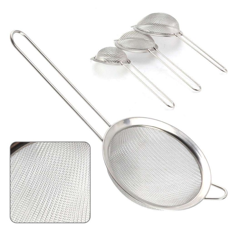 1-3Pc Strainer Handle Fine Mesh Colander Sieve Flour Sifter Kitchen Food Drainer gallery