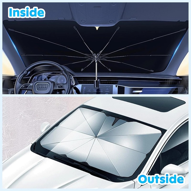 Multper Car Windshield Sun Shade - Reflective Foldable Sunshade Umbrella for UV gallery