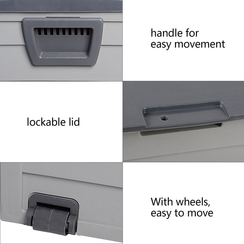 75Gal Resin Deck Box Foldable Storage Patio Furniture Garden Bench Waterproof gallery