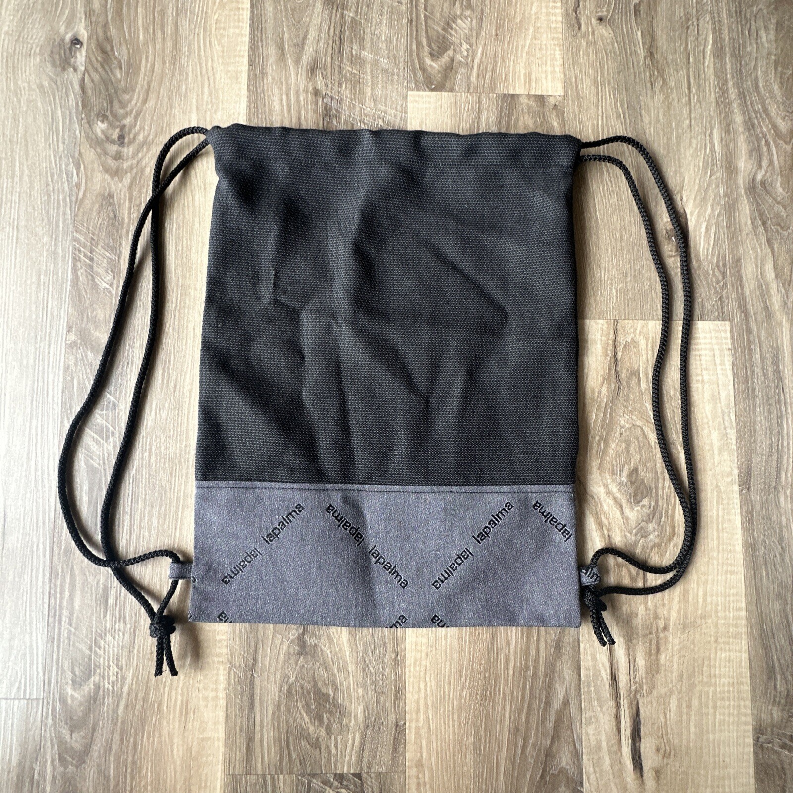 La Palma Drawstring Backpack Bag Black & Gray