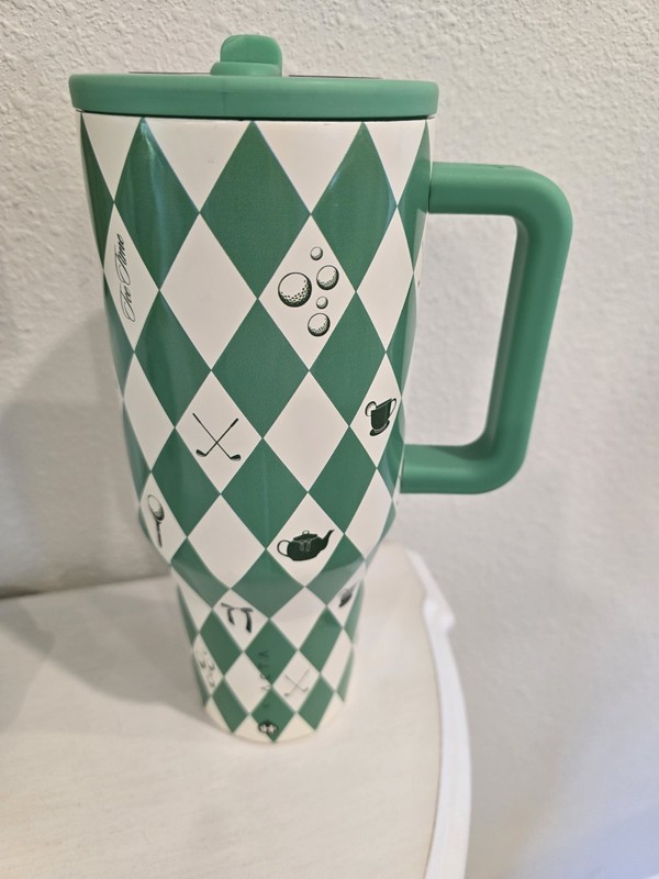 Hydro Jug 40oz Tee Time Green Checkered Golf Theme Tumbler No straw gallery