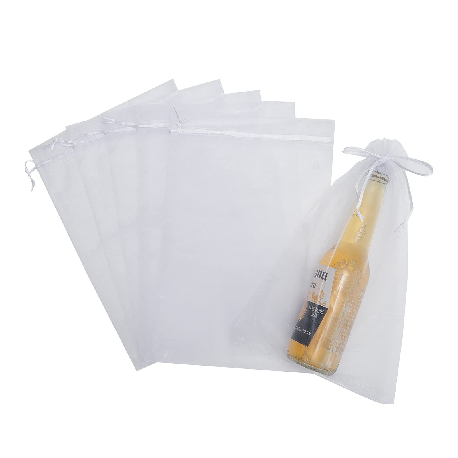 LOOKSGO 25 pcs 8x12 Inches Drawstring Organza 1 Count (Pack of 25), White gallery