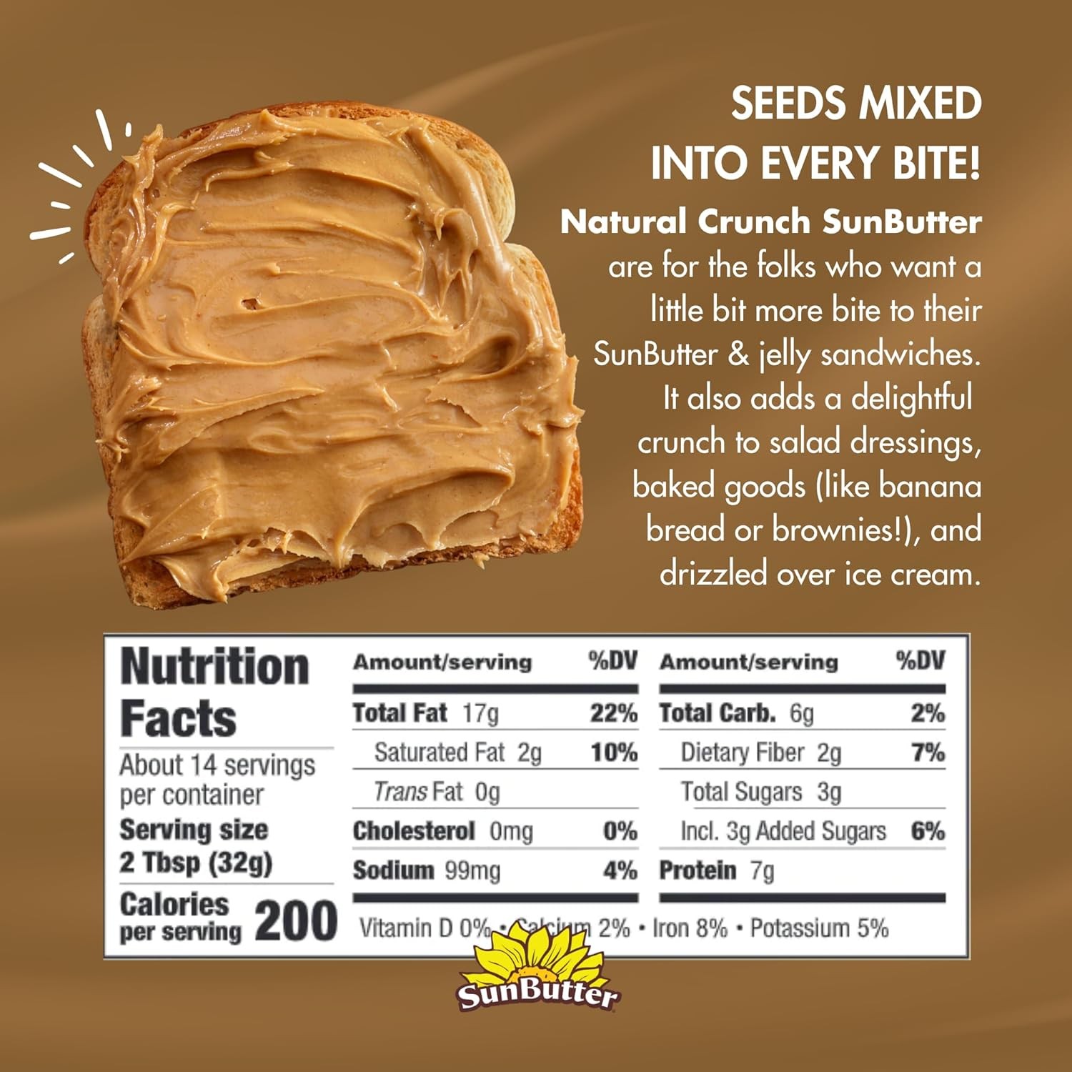 SunButter Crunch Sunflower Seed Butter, Nut-Free, Vegan, Non-GMO, 16 oz gallery