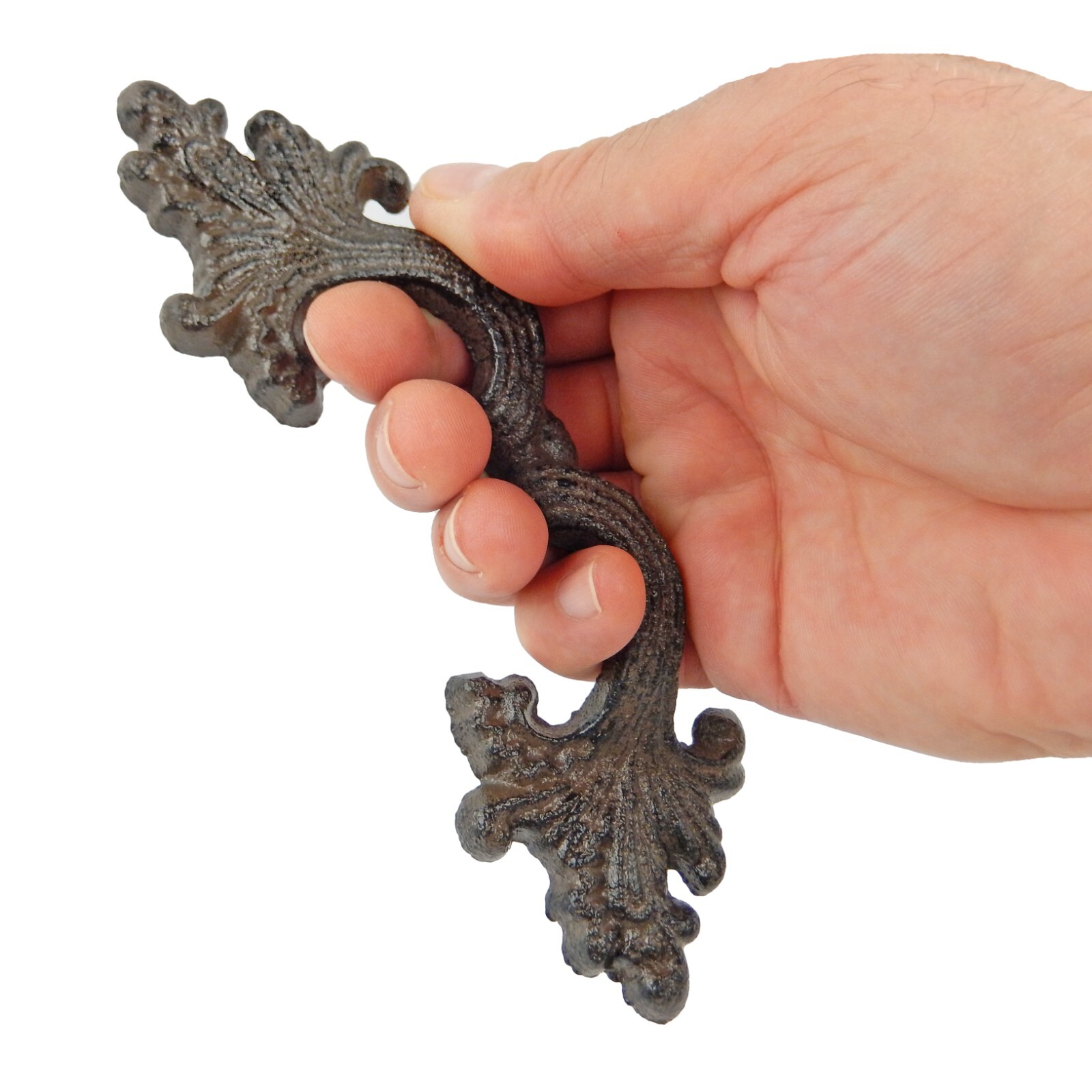 2 Fancy Victorian Cast Iron Door Handle Pull Rustic Antique Style Cabinet Drawer gallery