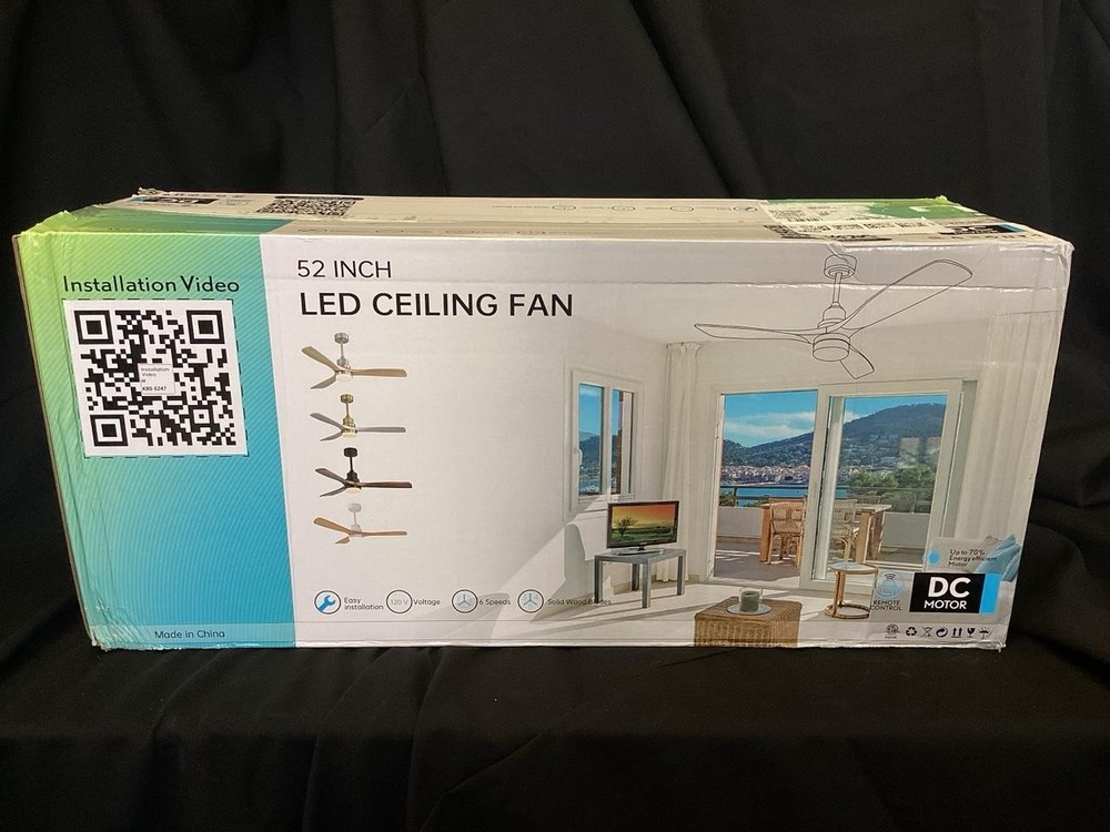 + Sofucor 52" LED Solid Wood Ceiling Fan 6-Speeds Black/Walnut NEW