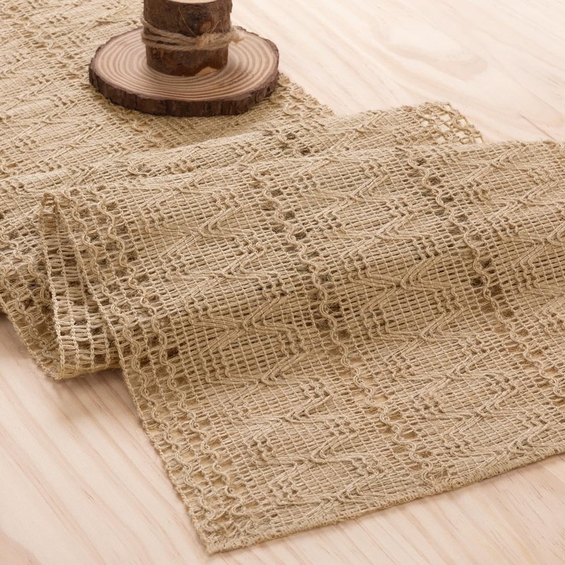Boho Table Runner 48 inches Small Coffee Table Runner Rustic Burlap Macrame gallery