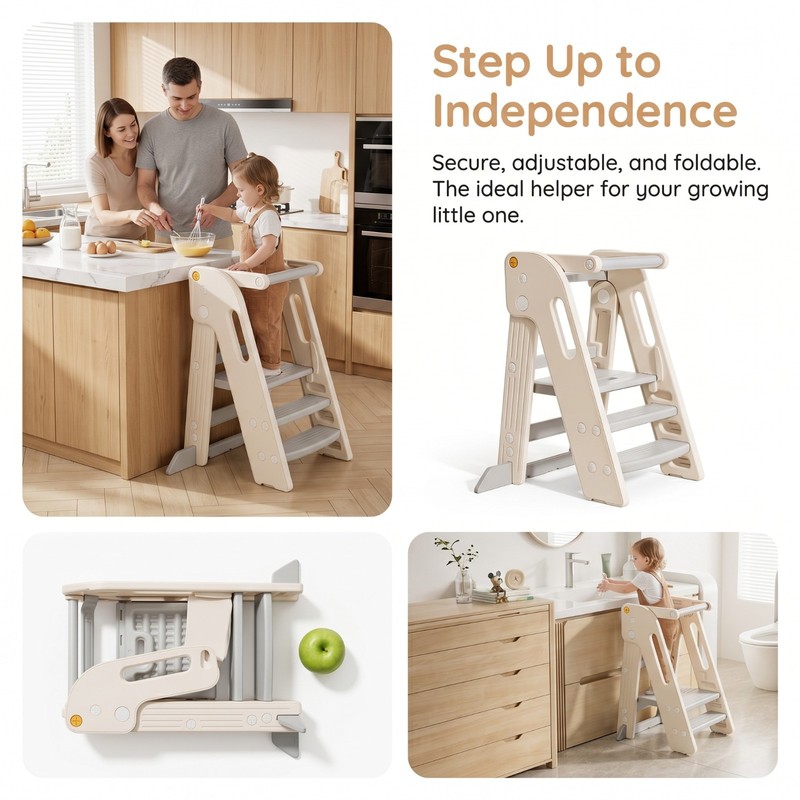 Foldable Toddler Tower Kitchen Step Stool for Kids gallery