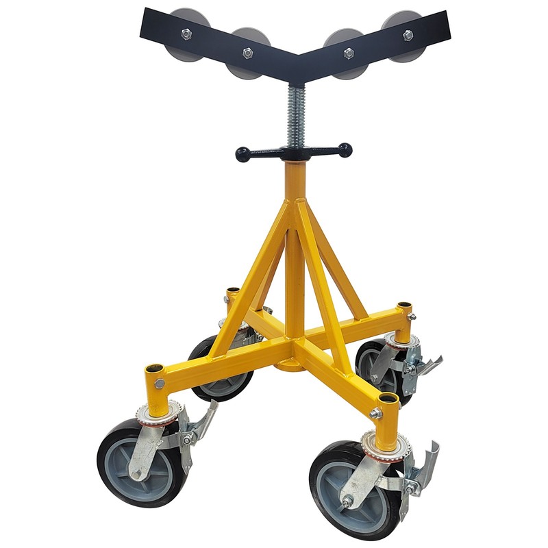 V-shaped Head Pipe Support with Rolling Wheels Max Capacity 2500lbs 31.9-39.4'' gallery